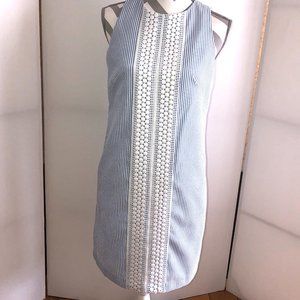 London Times Blue and White Seersucker Shift